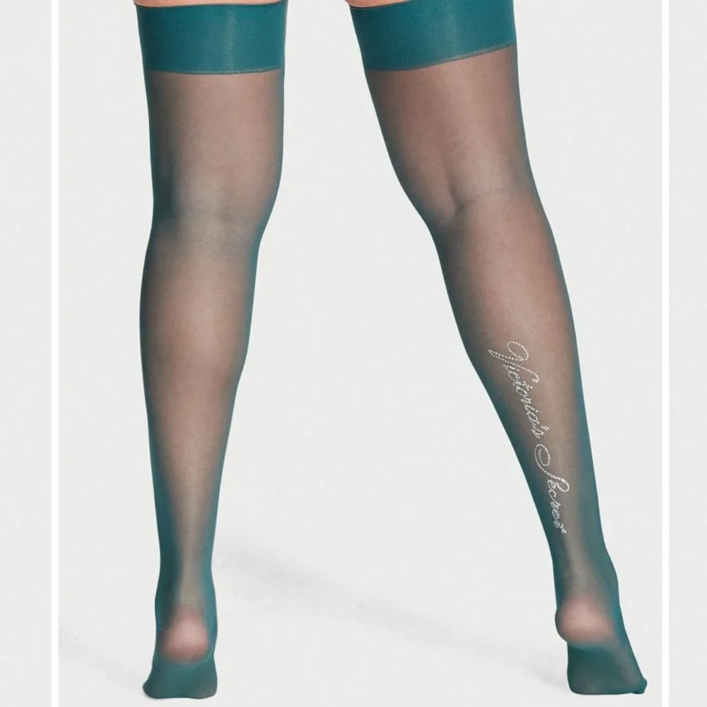 VS VERY SEXY‎ Crystal Signature Thigh Highs XS Deepest Green